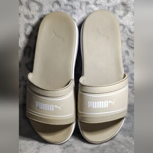 PUMA Karmen Slide Platform Sandals Putty White Women's Size 8 NWOT